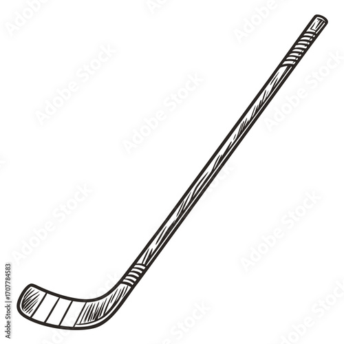 Hand drawn ice hockey stick equipment sport