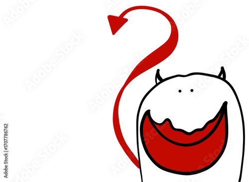 Cute devil minimal cartoon of Halloween