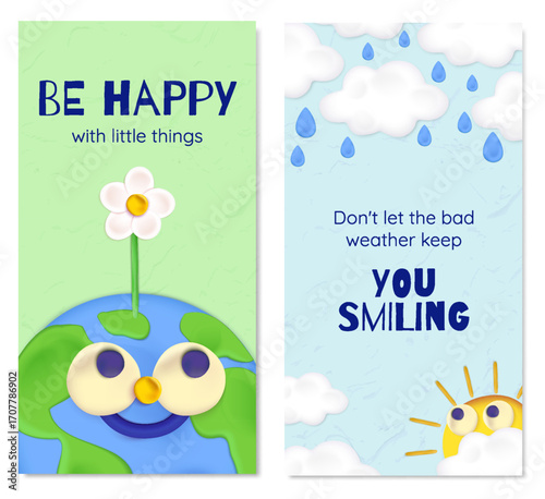 Modern 3D Clay-style Vertical Banner Set