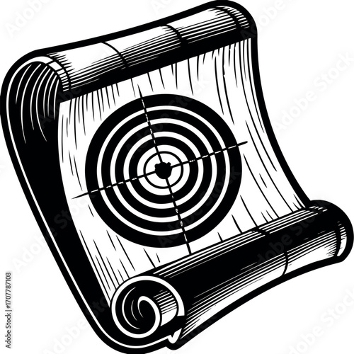 Scroll with target symbol and crosshairs black