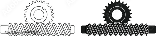 Mechanical worm gear and pinion engaged for motion transfer