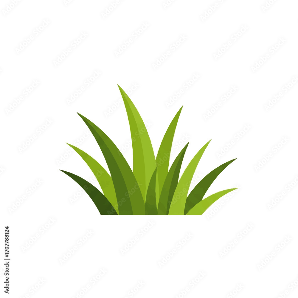 Fototapeta premium Fresh green grass illustration isolated on a white background, perfect for landscape design elements