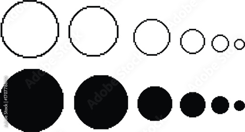 Abstract visual representation of size progression with contrasting circles