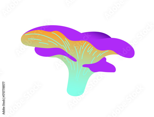 Icon of hallucinogenic mushroom. Colourful psilocybin boletus. Psychedelic and poisonous fungus in gradient style. Magic bolete, toxic fungi. Flat isolated vector illustration on white background