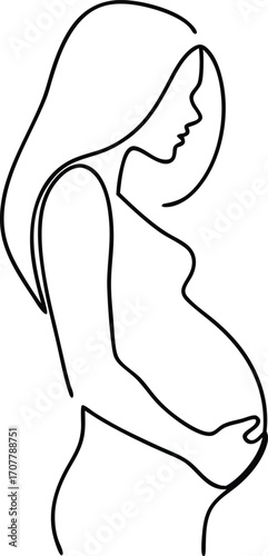 Minimalist Maternity Silhouette Art, Minimalist Pregnancy Symbol Vector, Delicate Expecting Mother Illustration