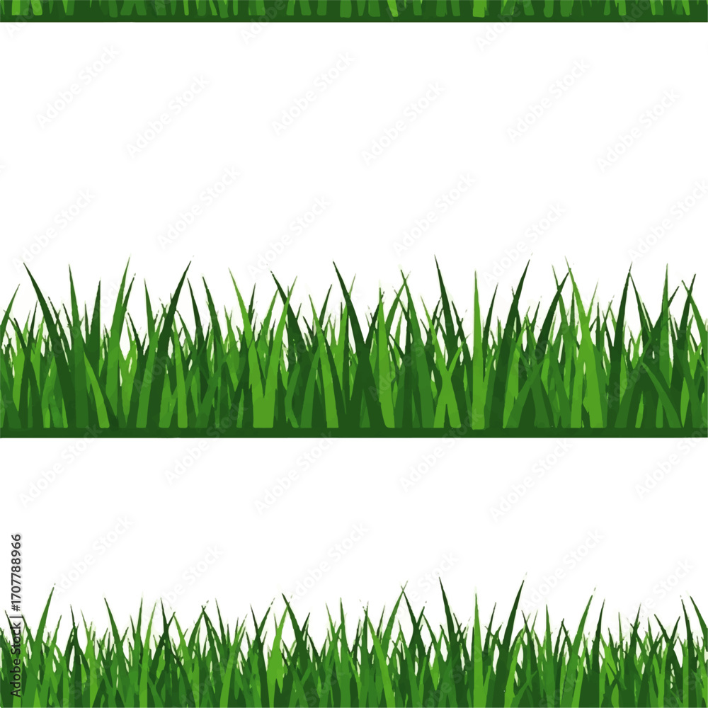 Fototapeta premium Realistic Green Grass Borders Set - A Natural Design Element for Various Applications