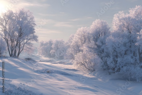 Winter Background with a Beautiful Snow Covered Trees