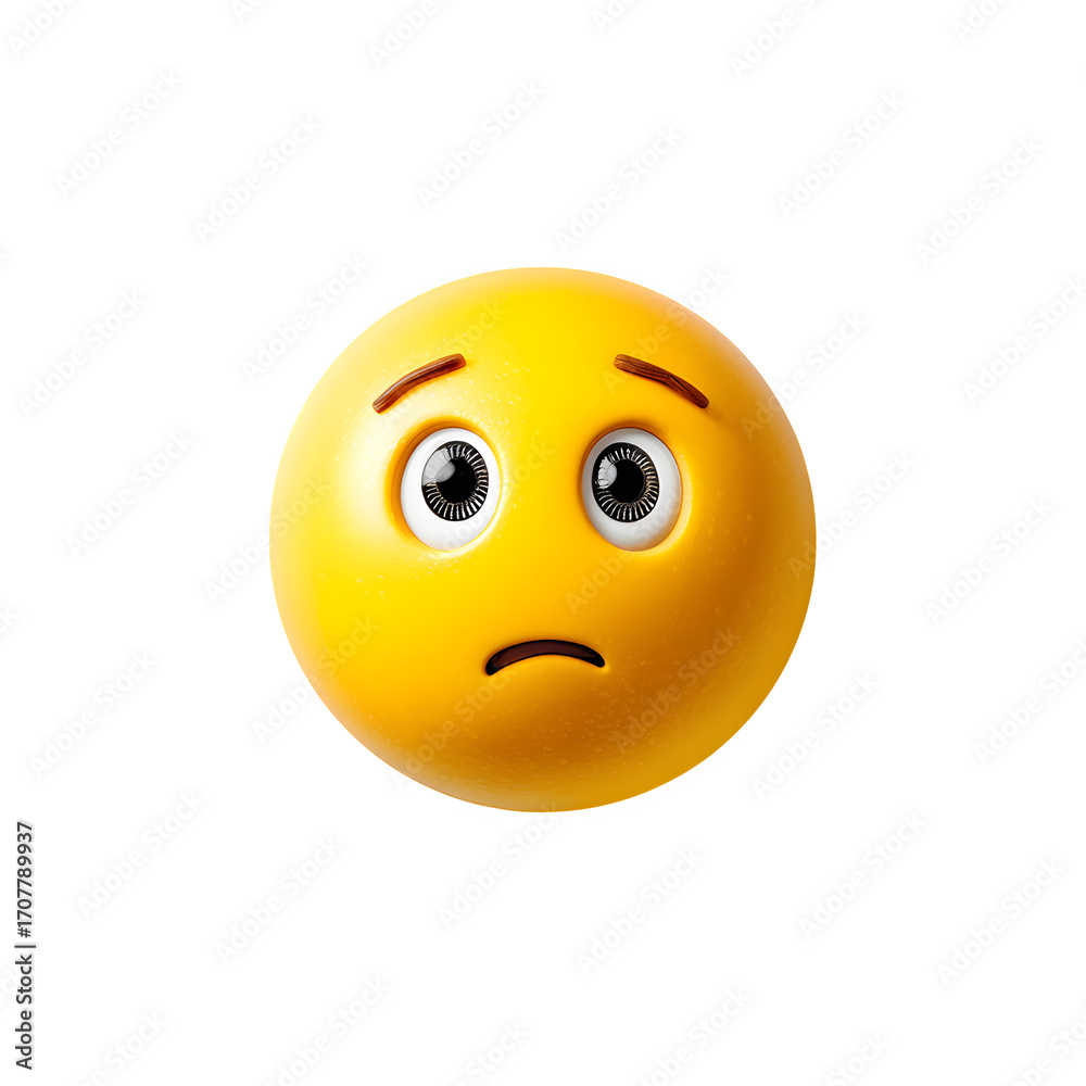 Fototapeta premium The bright yellow 3D smiley face icon radiates happy emotion and joy