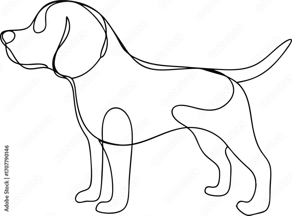 Obraz premium Continuous One Line Drawing of a Dog Vector Illustration