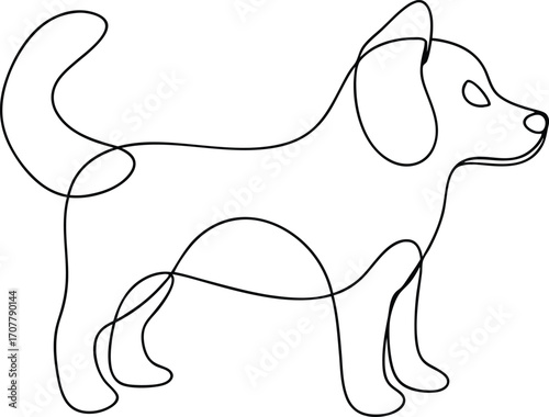 Continuous One Line Drawing of a Dog Vector Illustration