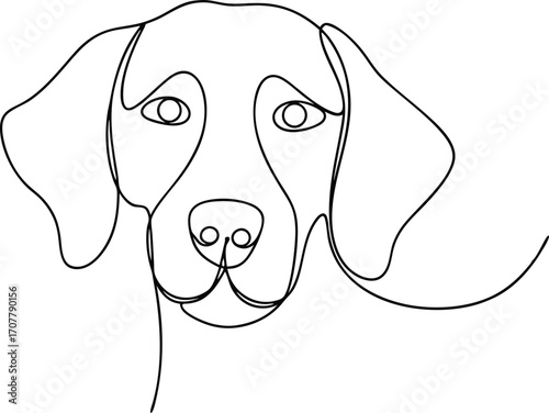 Continuous Line Drawing Dog Vector, One Line Dog Art Vector Illustration