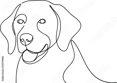 Continuous Line Drawing Dog Vector, One Line Dog Art Vector Illustration