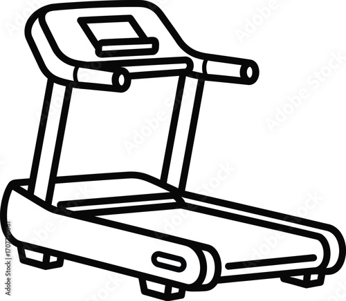 Modern treadmill for home fitness and cardio workouts, a clean line art illustration.