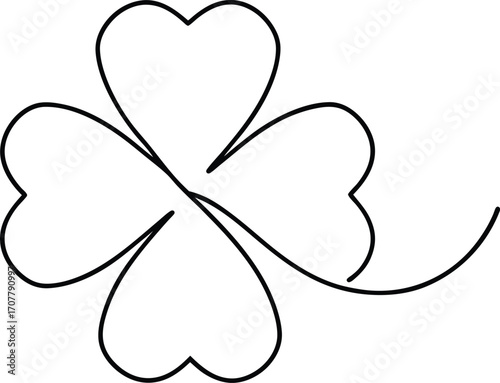 Continuous Line Drawing Shamrock Vector, Minimalist Shamrock Line Art Vector