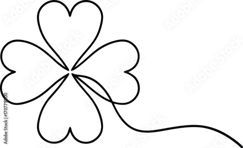 Minimalist Shamrock Line Art Vector, St. Patrick's Day Shamrock Line Art