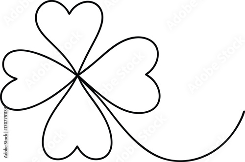 Minimalist Shamrock Line Art Vector, St. Patrick's Day Shamrock Line Art