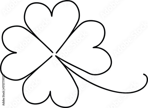 Continuous Line Drawing Shamrock Vector, One Line Shamrock Art Vector Illustration