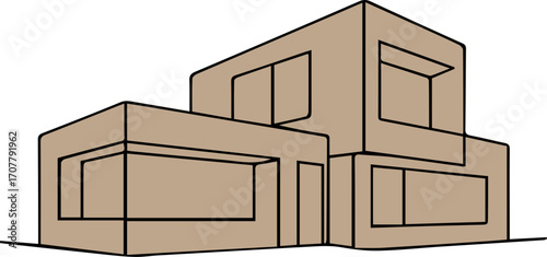 Minimalist Line Art Modern House 