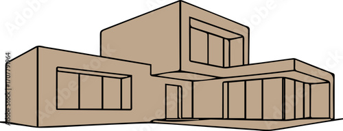 Minimalist Line Art Modern House 