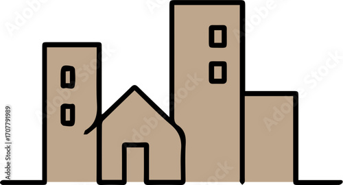Minimalist Line Art Modern House 