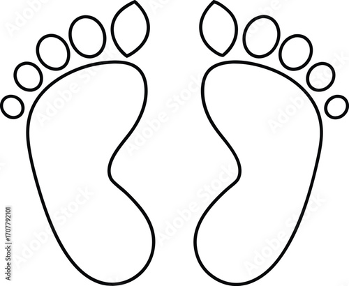 Continuous Line Drawing of Feet Vector, Feet Single Line Art Vector, One Single Line Art of Feet Illustration