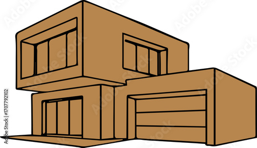 Minimalist Line Art Modern House 