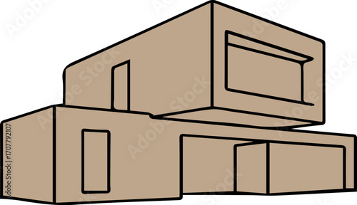 Minimalist Line Art Modern House 