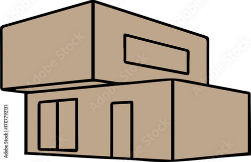 Minimalist Line Art Modern House 