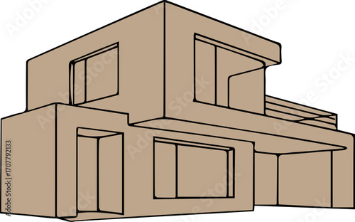Minimalist Line Art Modern House 