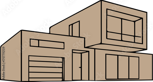 Minimalist Line Art Modern House 