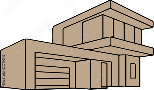 Minimalist Line Art Modern House 