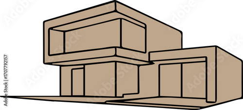 Minimalist Line Art Modern House 