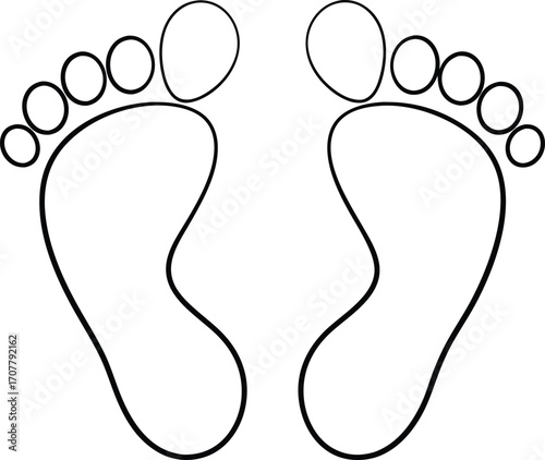 Continuous Line Drawing of Feet Vector, Feet Single Line Art Vector, One Single Line Art of Feet Illustration