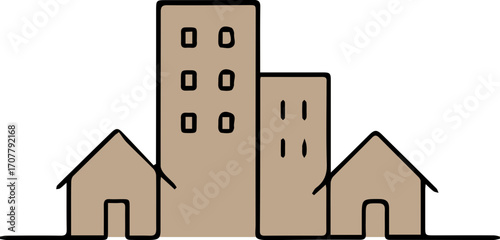 Minimalist Line Art Modern House 