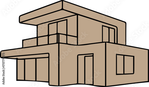 Minimalist Line Art Modern House 