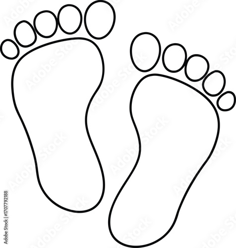 Continuous Line Drawing of Feet Vector, Feet Single Line Art Vector, One Single Line Art of Feet Illustration