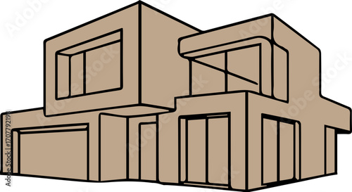 Minimalist Line Art Modern House 