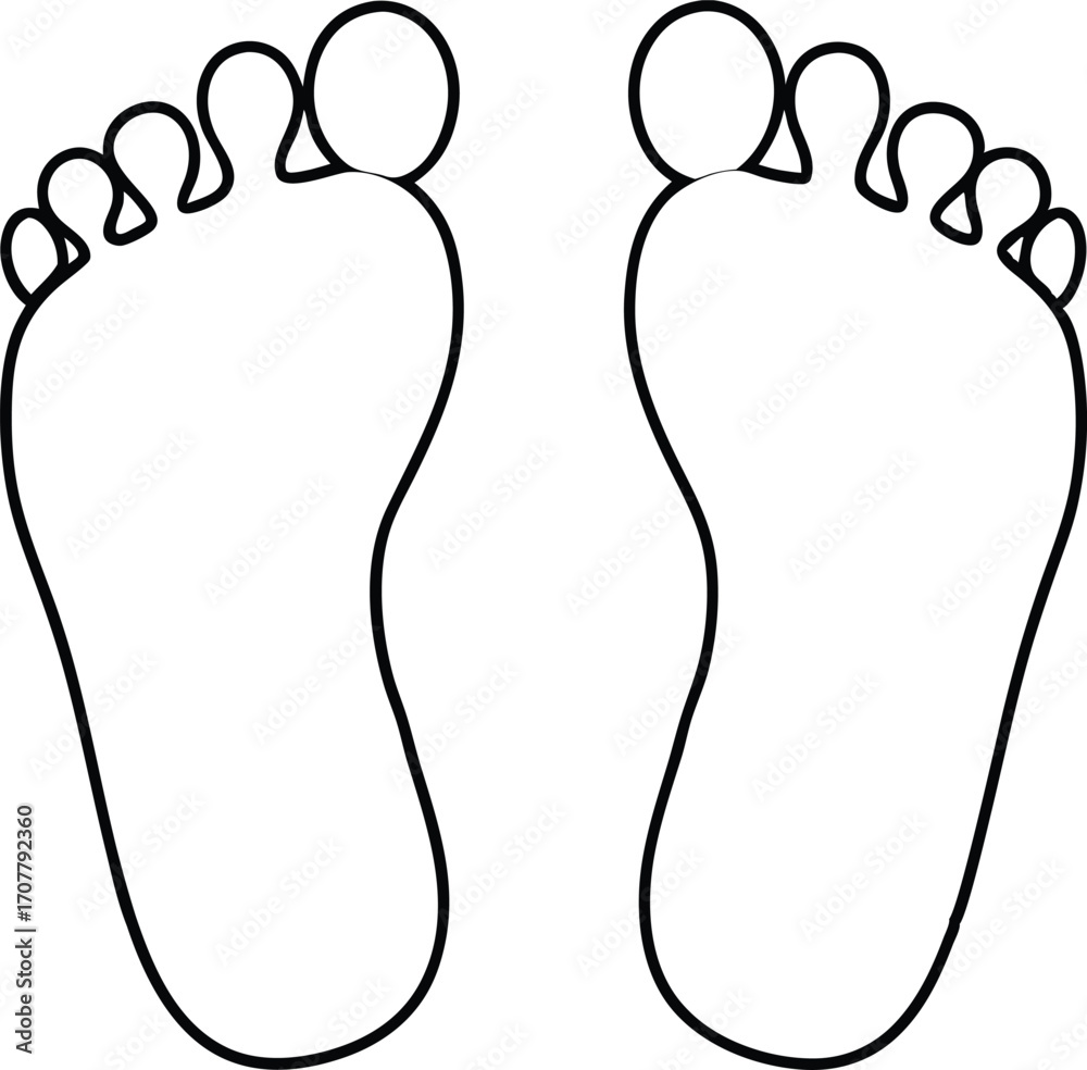 Obraz premium Line Drawing of Two Feet, Continuous Outline Art, Minimalist Vector Graphic for Design