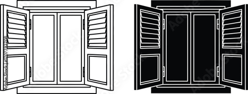Open shutters on a double window, offering a glimpse of possibilities
