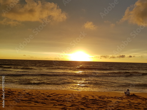 Beautiful sunset on Negombo Beach in Sri Lanka.