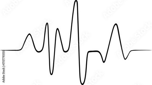 Continuous One Line Heartbeat, Single Line EKG Pulse Drawing, Minimalist Medical and Life Symbol
