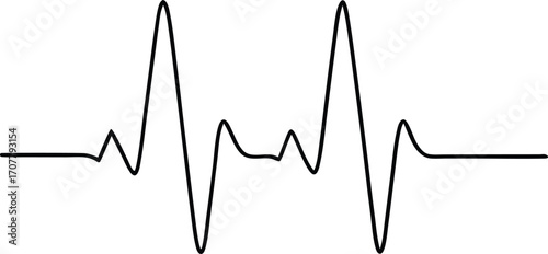 Continuous One Line Heartbeat, Single Line EKG Pulse Drawing, Minimalist Medical and Life Symbol
