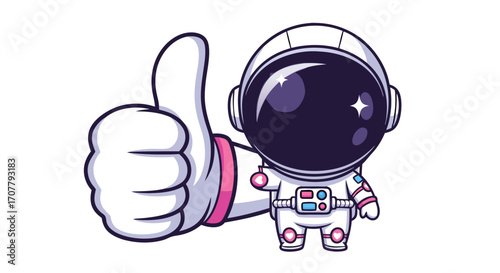 Astronaut Thumbs Up A Positive Space Adventure in Cartoon Style