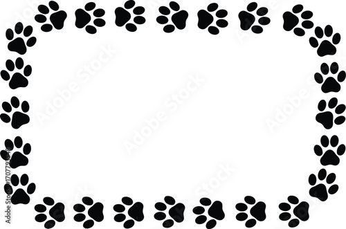 Playful paw print border framing empty space for text or design