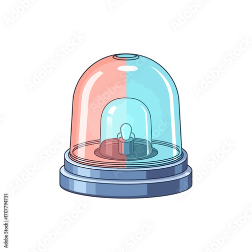 Isolated vector icon of a classic red and blue emergency siren flasher light, a symbol for police, ambulance, and urgent alerts