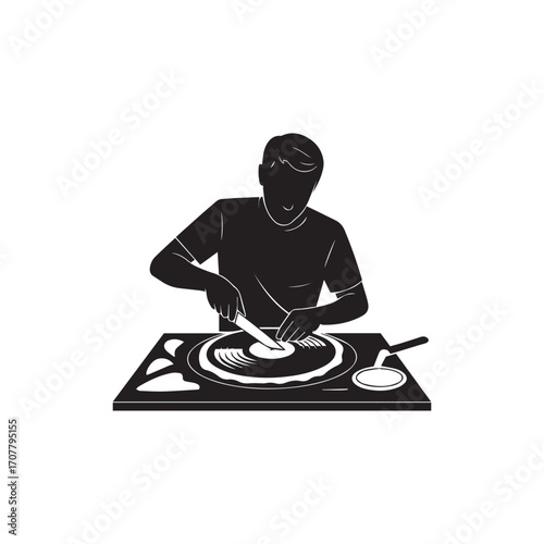 Man Cooking on Grill Silhouette Vector – BBQ Chef Illustration