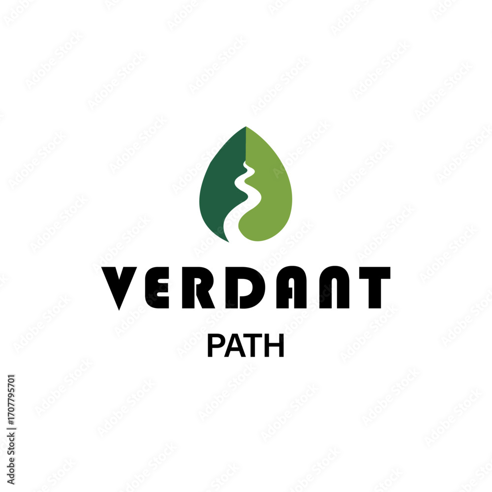 Obraz premium Verdant Path — Minimal Leaf & Path Logo, Eco Brand Vector