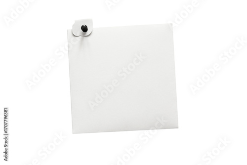 Square white paper sheet with button. Letter. Blank card with paper envelope template mockup. Isolated on transparent background, png