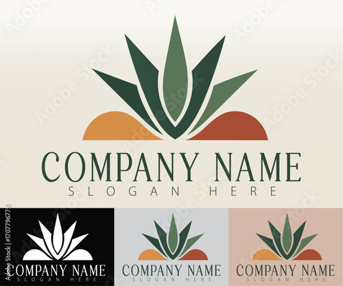 A minimalist emblem of an agave plant.