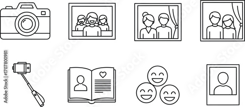Photography and memories vector icons for social media design